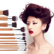 2016 New 11pcs Natural Bamboo Makeup Brushes Eyeshadow Blending Brush Powder Foundation Blending Brush Cosmetic make up Tool Set