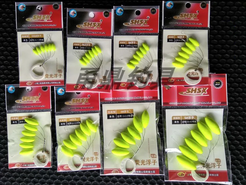 

High Quality 30pcs (6 in 1) Fluorescence Fishing Float Beans Seven-star Floater 8 Size Foam Carp Fishing Tackle Accessory B128