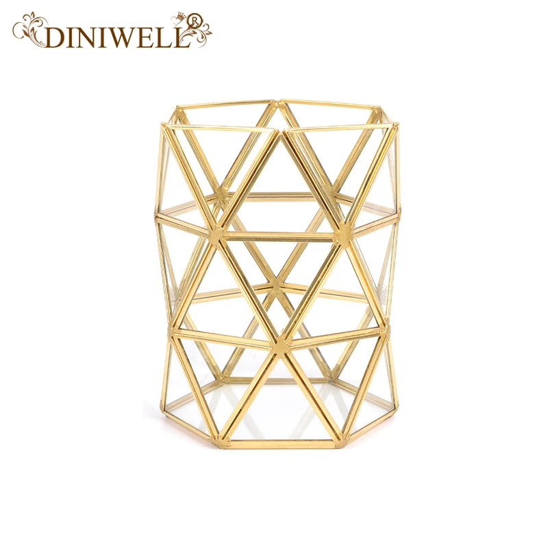 

DINIWELL Nordic Style Glass Geometry Cosmetics Storage Box Pen Container For Make-up brush Pencil House Desk Organizer
