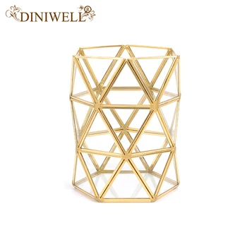 

DINIWELL Nordic Style Glass Geometry Cosmetics Storage Box Pen Container For Make-up brush Pencil House Desk Organizer