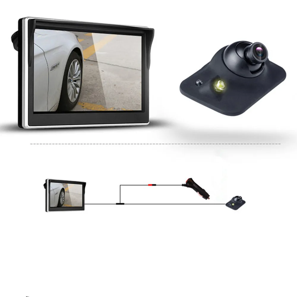 Chunmu Автомобильная камера заднего вида, 5 дюймов, HD дисплей, светодиодный, инфракрасный, ночное видение, Реверсивный, Авто парковочный монитор, CCD, водонепроницаемый