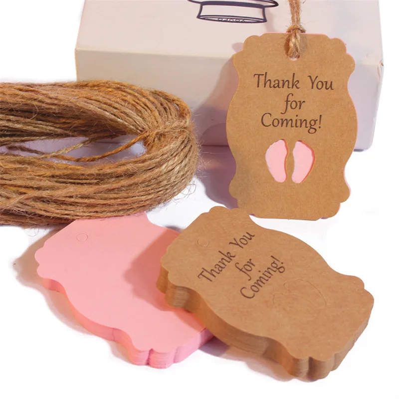 25pcs Thank You for Coming Kraft Paper Tag Baby Shower Decorations Gift Packaging Tags Boy Birthday Party Kids Candy Box Label-S