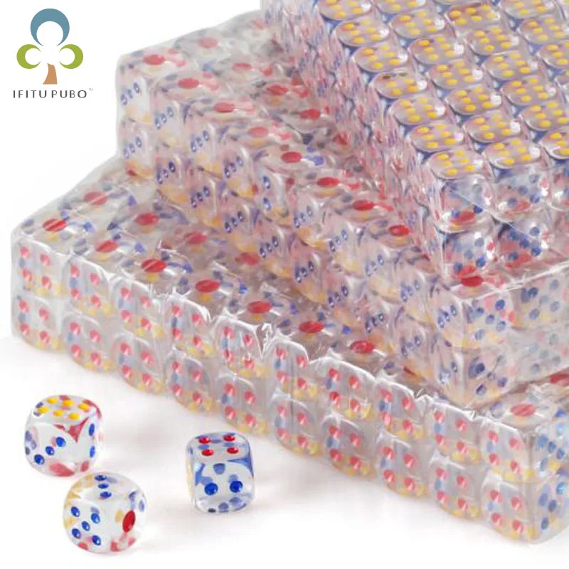 

10pcs/lot 18mm Rounded Corners Transparent Dices for Board Game Bar Cambling Playing card Game Club Party Accessories LYQ