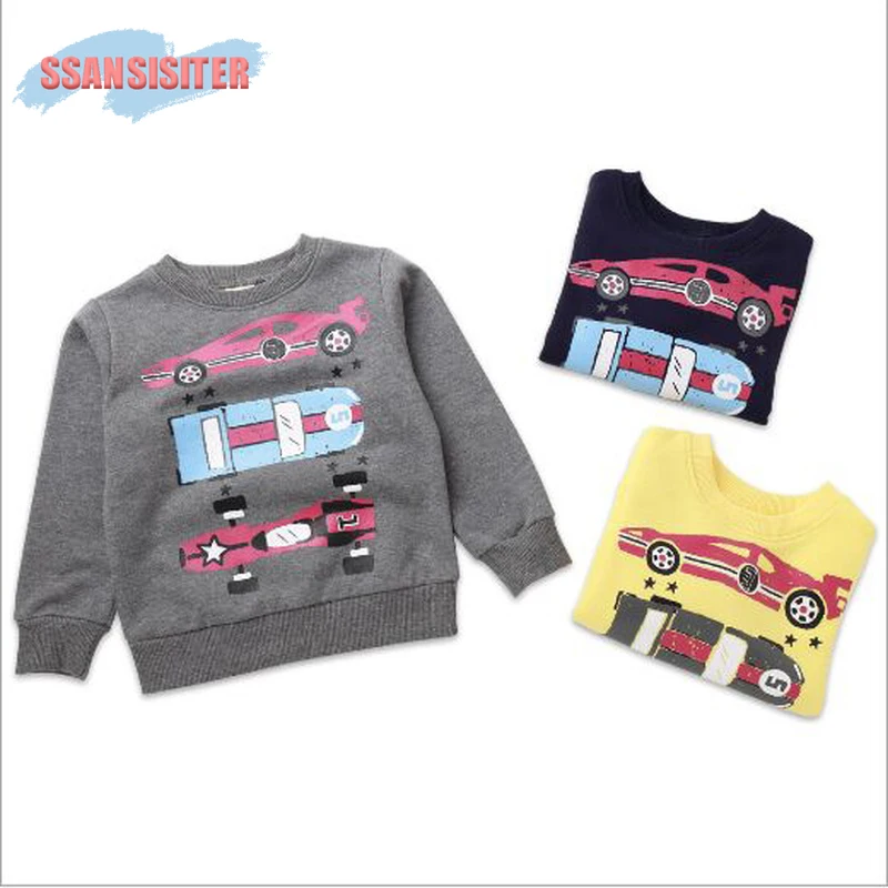 Kids Boys Sweatshirt Fashion Cotton Long Sleeve Baby Car Print