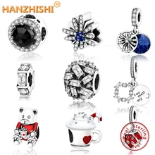 Подходит к оригинальному браслету Pandora, 925 пробы, серебряный, злой королевы, черный Магический кристалл, CZ Шарм, бусины, сделай сам, ювелирное изделие, Berloques