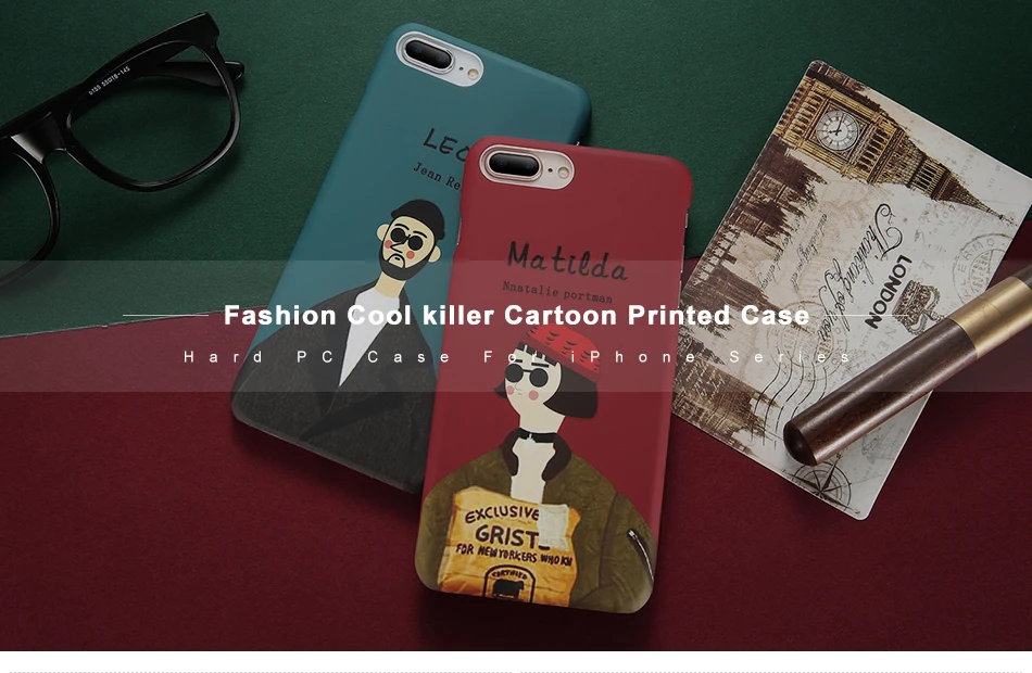 MR.YI Cool Killer Case For iPhone 5 5s SE 6 6S 7 8 X 10 Fashion Hard PC Cartoon Leon Matilda Cover For iPhone 6 6s 7 8 Plus Case