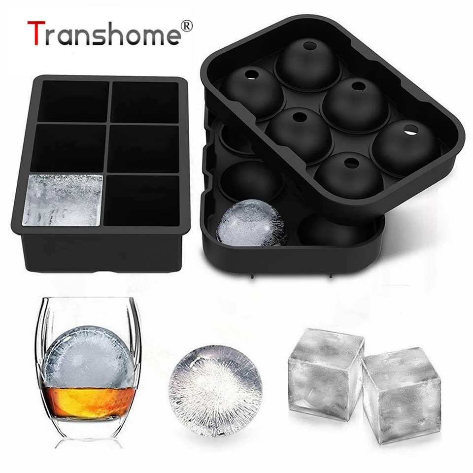 Transhome форма для изготовления кубиков льда большой размер 6 ячеек круглая