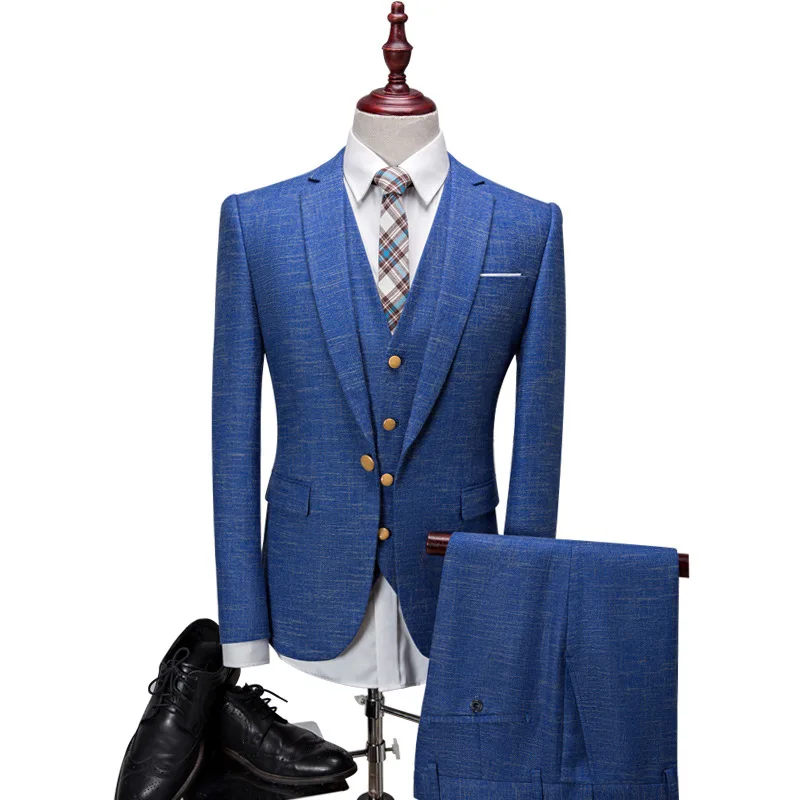 New Blue Herringbone Retro gentleman style custom made Men