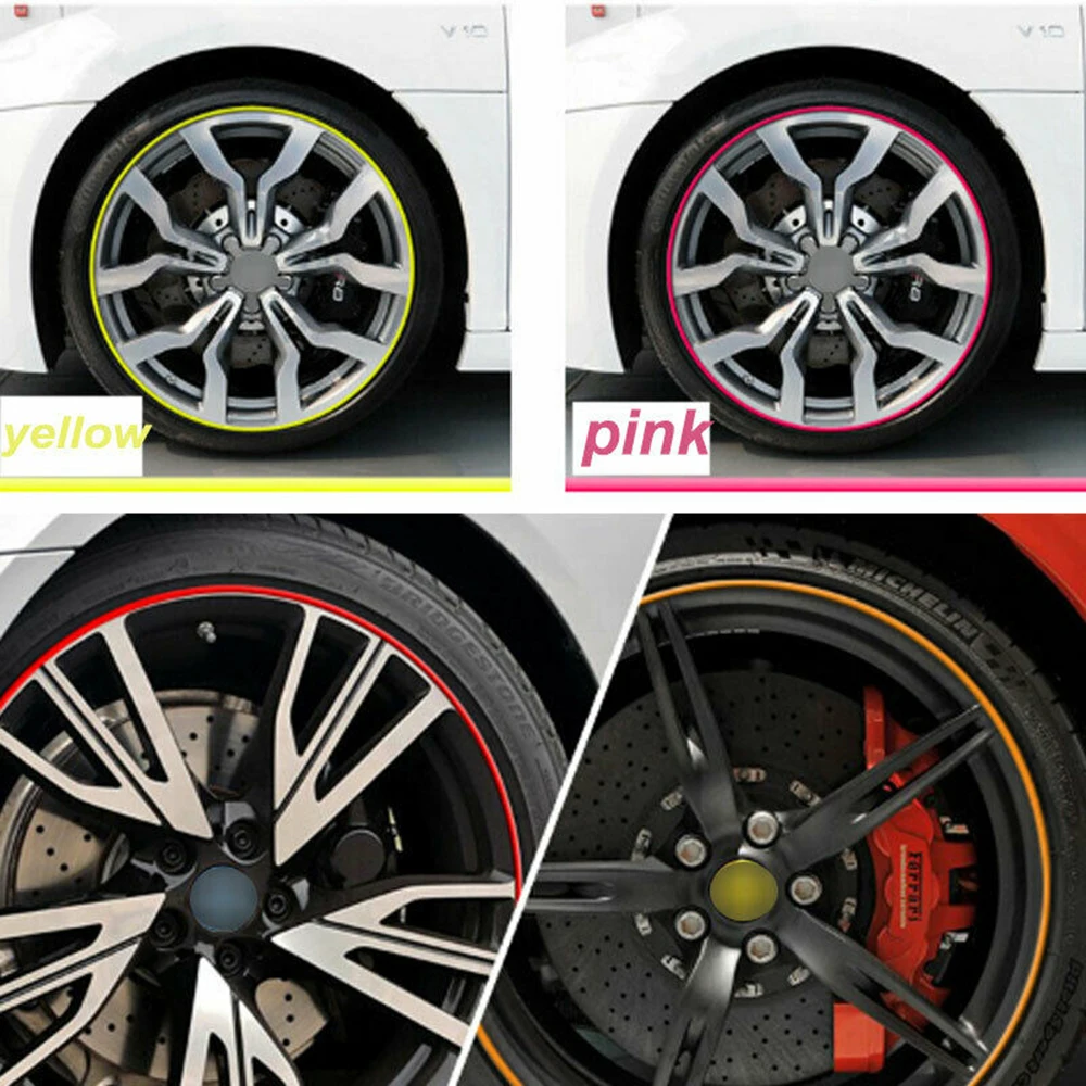 8M Car Styling Wheel Rims Protector Decor Strip Rubber Mould Trim Decorative Car Vehicle Color Tire Guard Line Auto Accessories