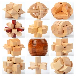 Classic 3D Wooden Puzzle Lock Toys Cube Game Model Kit Design Brain Teaser Educational Toys For Adults Children
