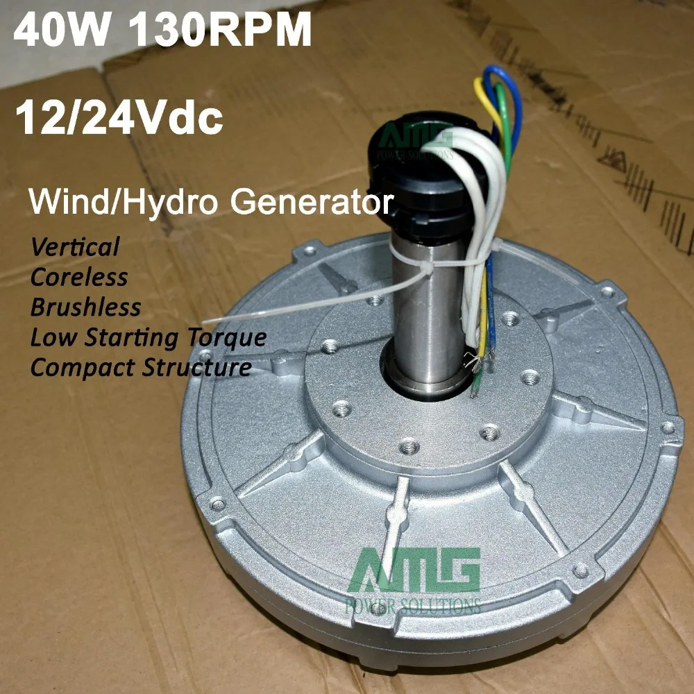 Começar de Baixo para Cima para Faça 130 200 250 300rpm 12 24vdc Baixa Velocidade Você Mesmo Coreless Ímã Permanente Gerador Alternador 30w 40w 50w 60w 80w