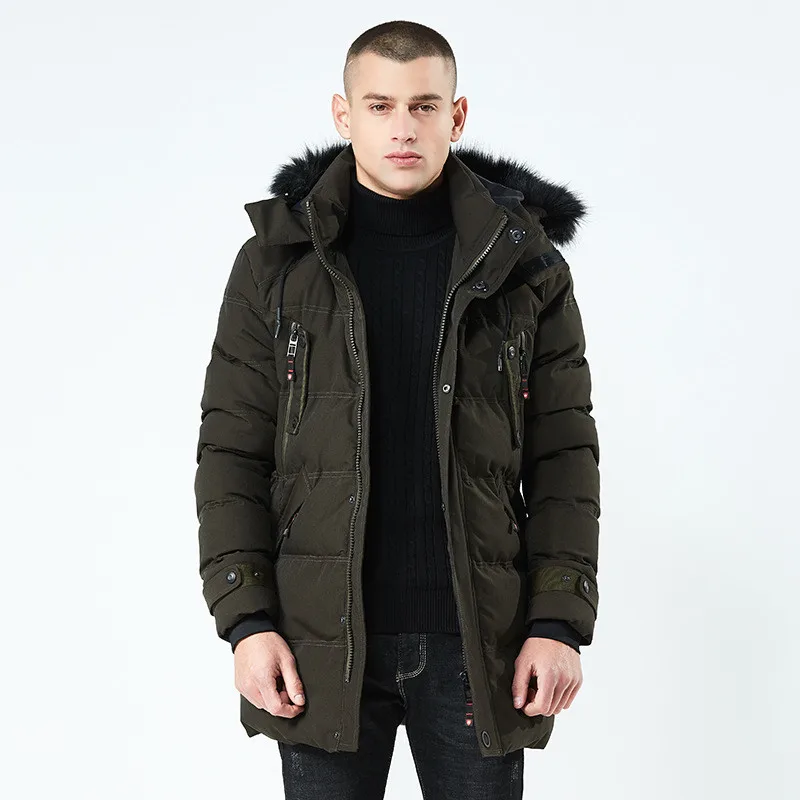 

MORUANCLE Mens Winter Thick Warm Parkas Trenchcoat Fashion Long Thermal Thickening Jackets With Fur Hood Windbreakers Size M-3XL