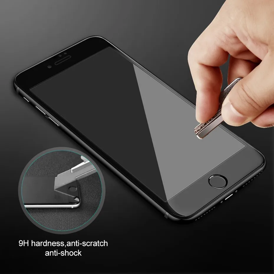 3D закаленное стекло с закругленными краями для iphone 7, 8, 6, 6 S plus, 9 H, полное покрытие, Защита экрана для iphone 6s, 6, 7, 8 X XS, пленка из углеродного волокна
