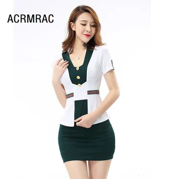 

Women Sets Slim summer splice Short sleeve short coat skirt 2-piece set Women Skirts suits Women set suits 2287