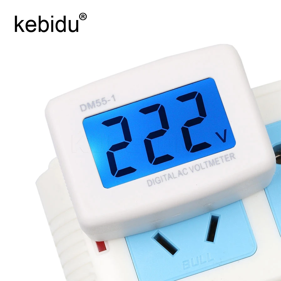 

Kebidu Digital Voltage meter tester Voltmeter 100-300V Switch EU US Plug Volt Power Monitor AC Panle Meter LCD blue backlight