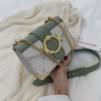 

French niche bag female 2019 new Korean version of the texture of a variety of summer chain fashion slant small square bag