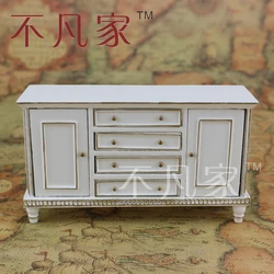 Dollhouse 1/12 scale miniature furniture well Handmade White gold cabinet