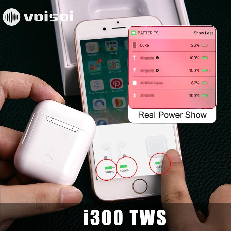 

i300 tws original 1:1 Bluetooth headset smart sensor pop-up and wireless charging function pk i20 i30 i60 i80 i100 i200 tws