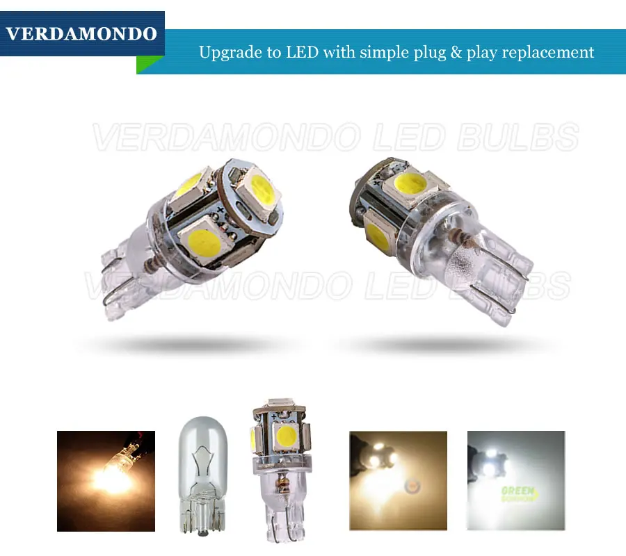 6x T10 W5W 194 168 лампа 5-SMD 5050 светодиодный купольный интерьерный клиновидный белый теплый белый свет 6000K лампы для грузовиков DC 24V