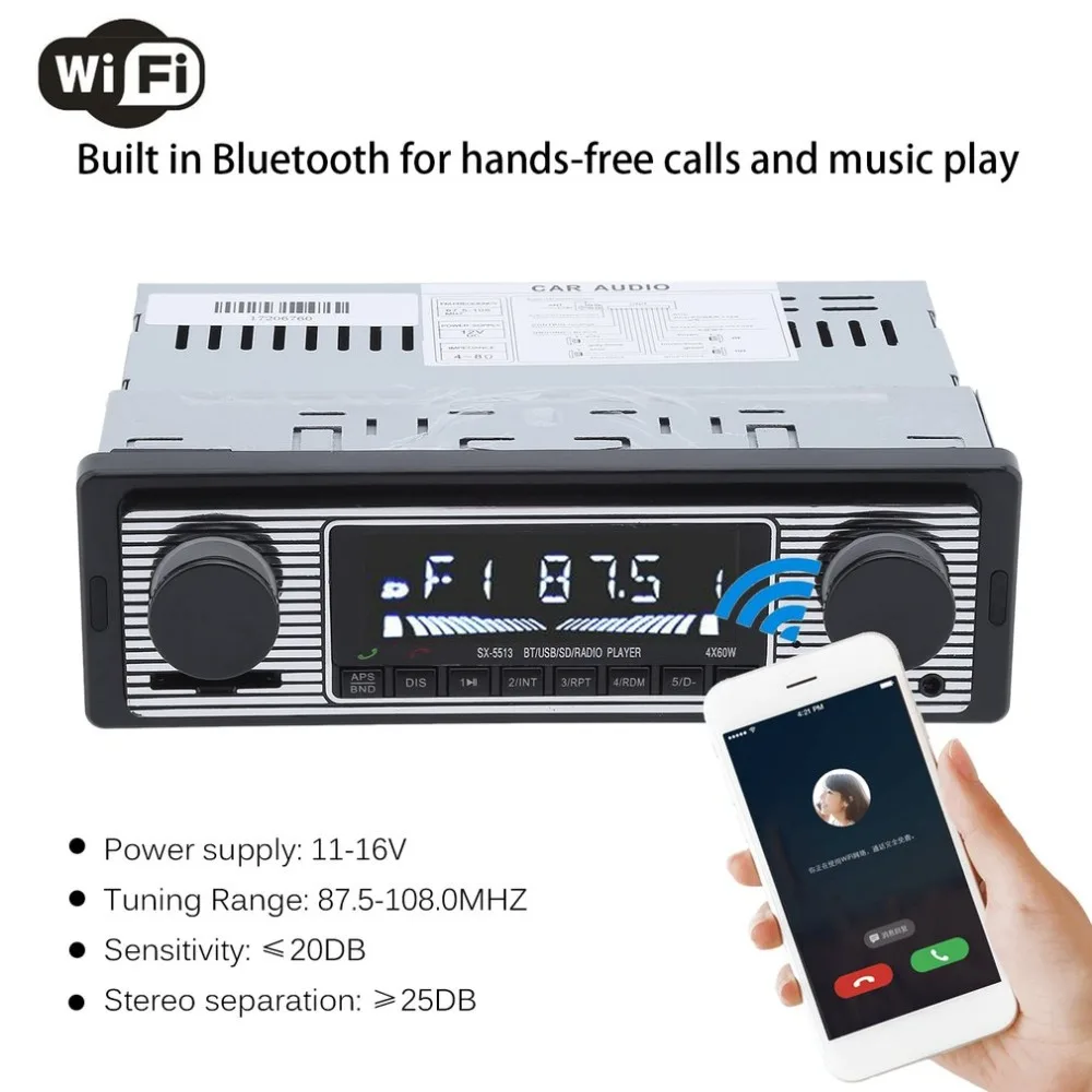 SX-5513 Bluetooth Stereo Car Radio Classical Style Vehicle MP3 Player Automobile Media Player Portable Car Accessories UK Plug SX-5513 Bluetooth Stereo Car Radio Classical Style Vehicle MP3 Player Automobile Media Player Portable Car Accessories UK Plug