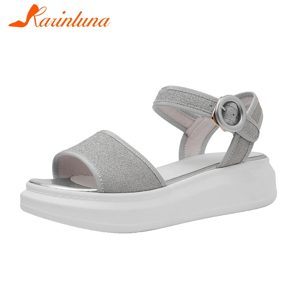 

KARINLUNA Brand New Fashion Summer Sandals 2019 Ladies Flat Platform Bling Women Shoes Woman Casual Sandals Girl Shoes Female