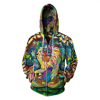 

New Paniting Monkey 3D All Over Printed Zipper Hoodies Sweatshirts Men Women Hipster Hip Hop Casual Streetwear Warm Thick Jacket