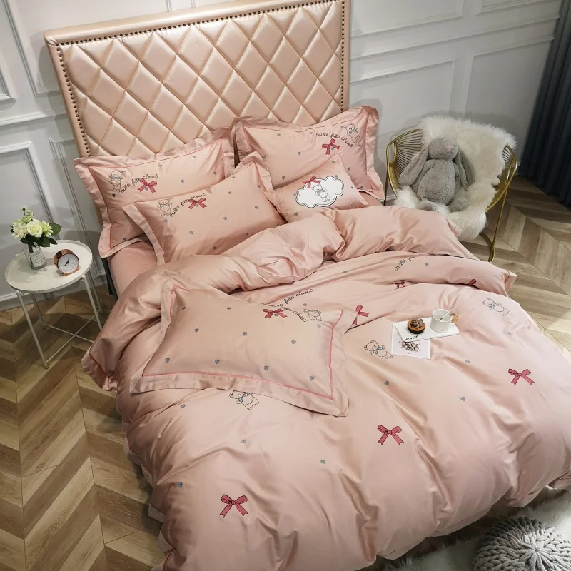 Waliicorners Home Bedding Sets brown egyptian cotton Soft duvet Cover embroidery Bed Set pillowcase King size Queen size 4pcs 37 IMG_20190113_105728