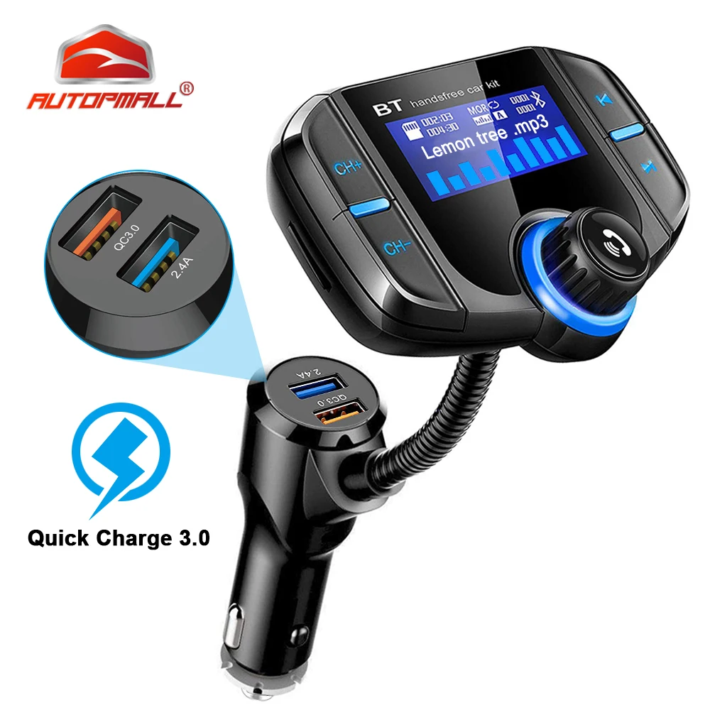 

BT70 FM Transmitter Car Radio Bluetooth Kit Dual USB QC3.0 Wireless MP3 Player Charger Adapter Hands-free BT Tuner FM Modulator