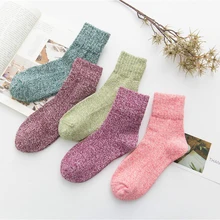 Лидер продаж толстой пряжи Винтаж Стиль Для женщин носки литровый шерстяные носки модные милые носки 5 пар/лот Дизайн одноцветное Для женщин женские носки