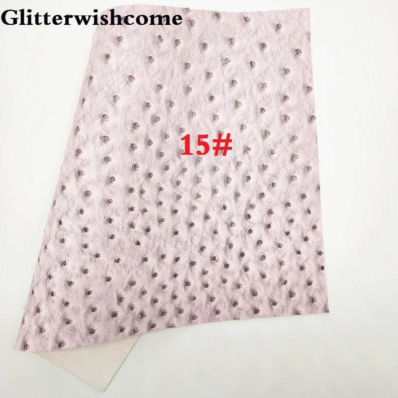 15 Glitterwishcome 21X29 см A4 Размеры винил для луков тиснением OstrichLeather Fabirc Искусственная кожа листов для Луки, GM131A - Цвет: 15