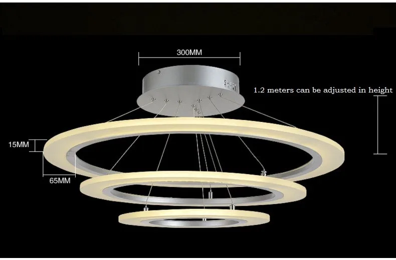 3/2/1 кольцо Алюминий Акрил светодиодный потолочный светильник Гостиная Спальня кабинет лампа офис и коммерческого освещения chandelier90-240V