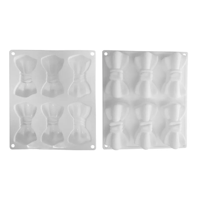 French 6 even bow mousse cake mold diy baked dessert silicone handmade soap household baking silicone mold Chocolate clay AprO1 (5)