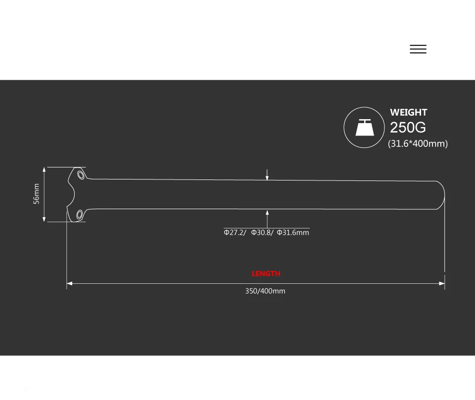 Ullicyc карбоновый Подседельный штырь для велосипеда 3K матовый 27,2/30,8/31,6x350/400 мм логотип глянцевый черный 240 г SZG46