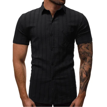 

Cotton Men Shirt 2019 Summer Islands Beach Shirt Men Casual Short Sleeve Hawaii Shirts Chemise Homme Lapel Shirt Top