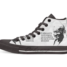 Ганди животные права дизайн дышащая Повседневная Высокая Топ на шнуровке холщовая обувь кеды для Прямая