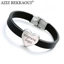 DIY логотип ID браслеты для женщин Регулируемая длина Силиконовый браслет персонализированные имя браслет в форме сердца и браслет подарок для мамы