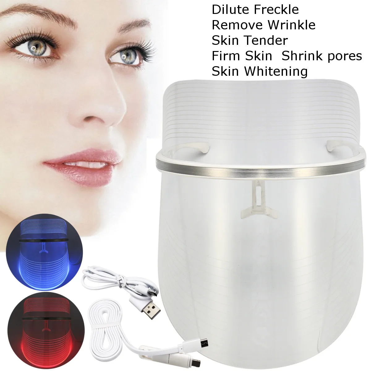 

LED Light Therapy Face Mask Red Blue Color Photon Skin Rejuvenation Anti Acne Wrinkle Removal SPA Care Facial Beauty Instrument