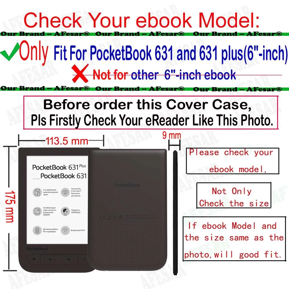 Чехол-книжка из искусственной кожи для Pocketbook 631 Touch HD ebook и 631 Plus 6 дюймов eReader Touch HD 2 защитный чехол+ пленка+ ручка
