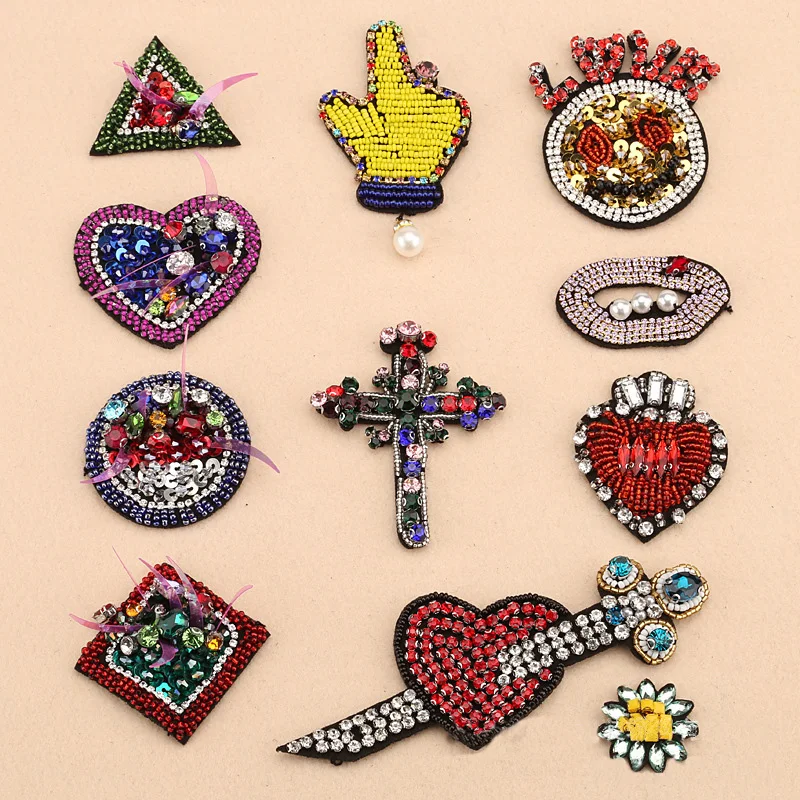 

Hand beaded sewing llips Sticker accessories sew on Clothing fashion Badge for t shirt transfers applique hat accessories