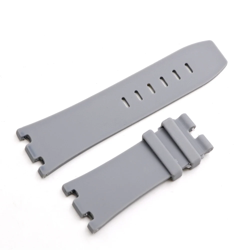 Rolamy 28mm Wholesale Grey Waterproof Silicone Rubber Replacement Wrist Watch Band Strap Belt