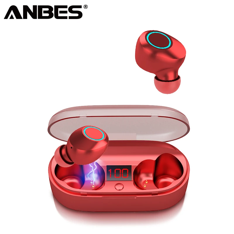 

ANBES V5.0 TWS Bluetooth Earphone Wireless Earbuds Headphone Mini Headset Stereo Earphone with Charging Box Digital Display
