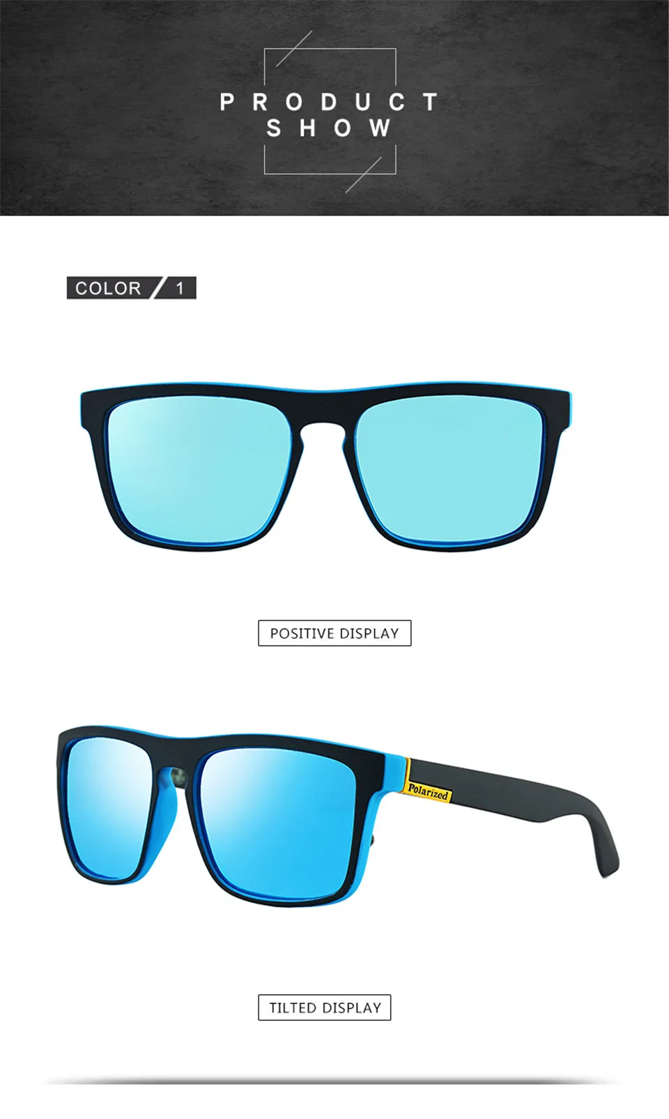 jumlai Fashionable Polarized Sunglasses Men Women Reflective Coating Square Sun Glasses UV400 Driving Fishing Sport Eyewear (4)