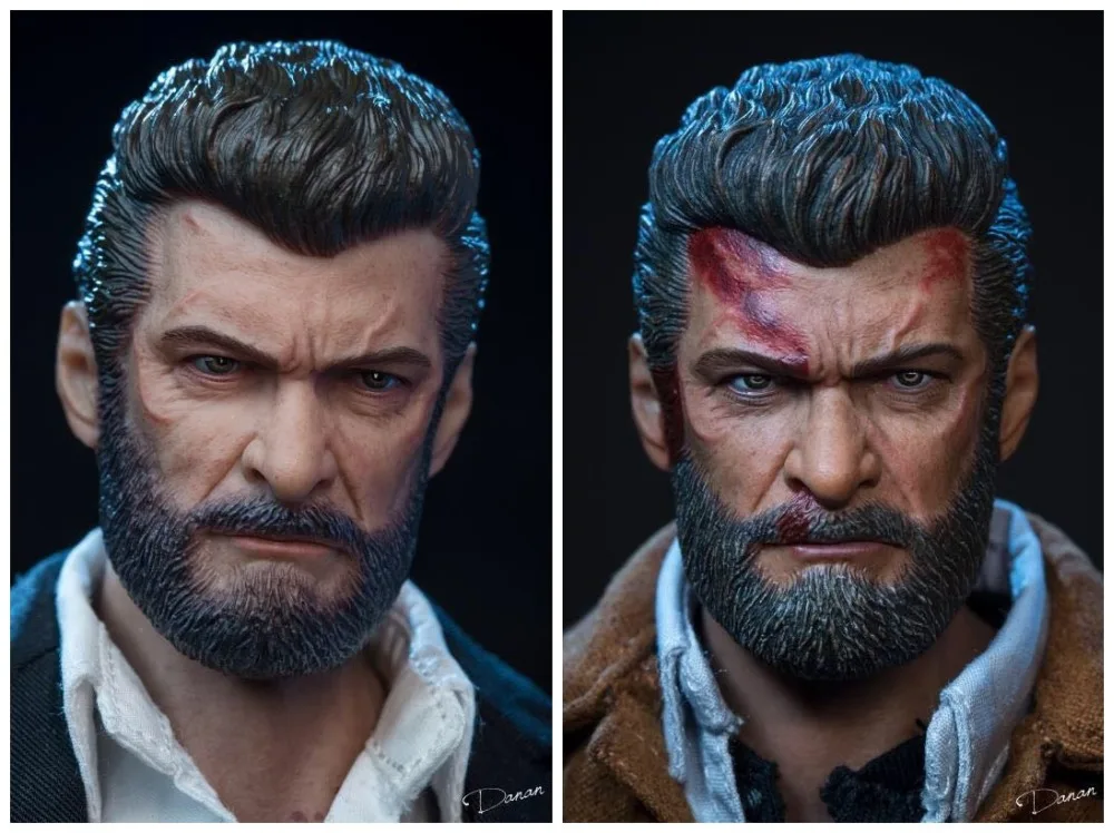 

1/6 Male Head Sculpt Wolverine Logan Battle Damage Head model fit 12" Action Figures