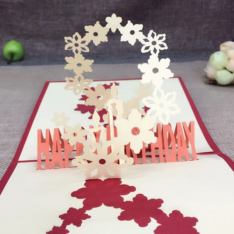 

1pcs Sample Fireworks Laser Cut 3D Handmade Pop Up Greeting Cards Postcard Kraft Kirigami Free Envelope Birthday Supplies Gifts