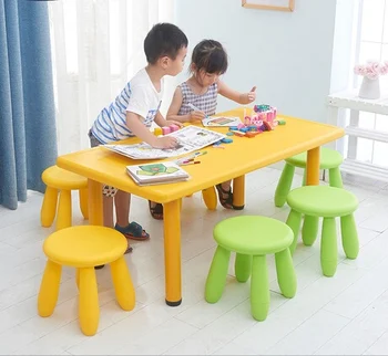 

Children Furniture Sets 1 desk+4 stools sets plastic kids Furniture sets kids stools and study table sets minimalist 120*60*50cm