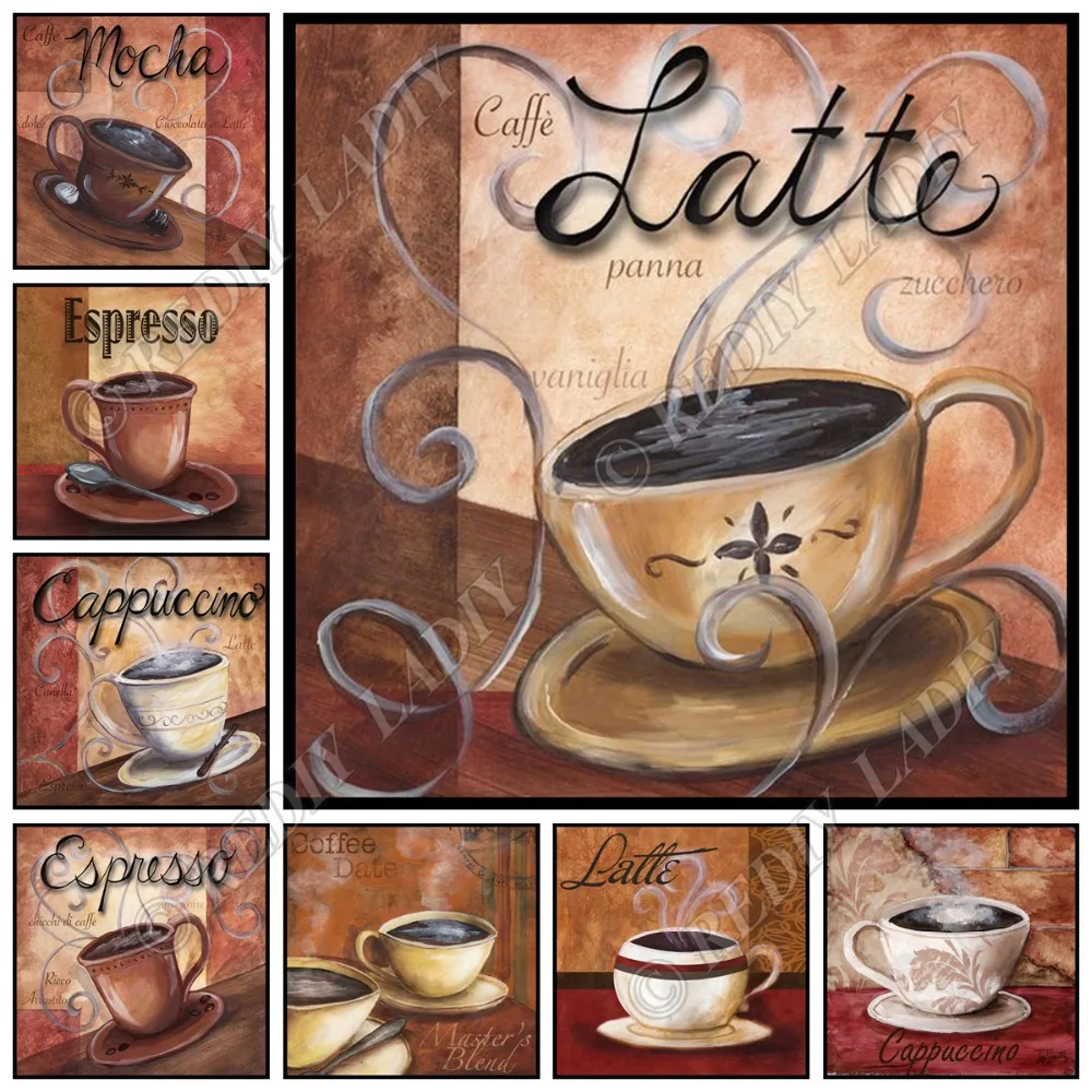 

Full Square / Round Diamond Painting Coffee Time Beaded Cross Stitch Diamond Mosaic Crystal Rhinestones Pattern Hobby & Crafts