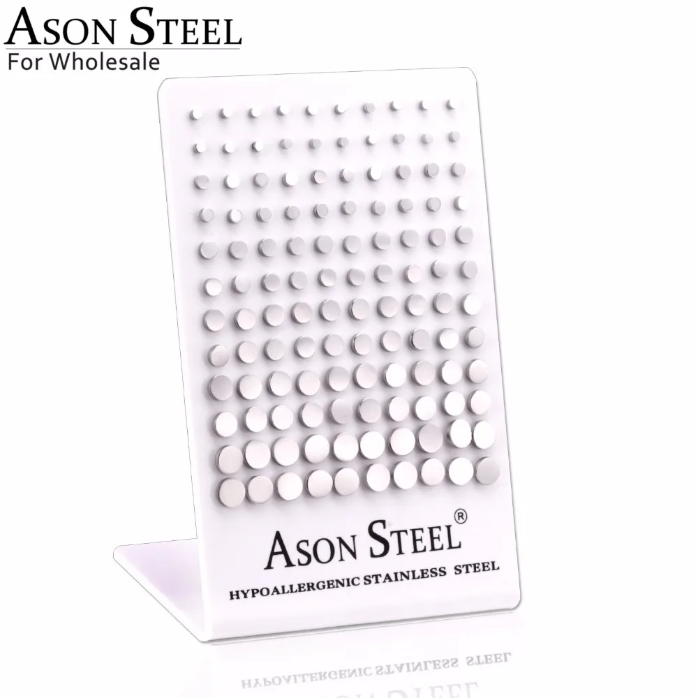 ASONSTEEL оптовая продажа 60 пар/лот серьги-гвоздики из нержавеющей стали 3-8 мм