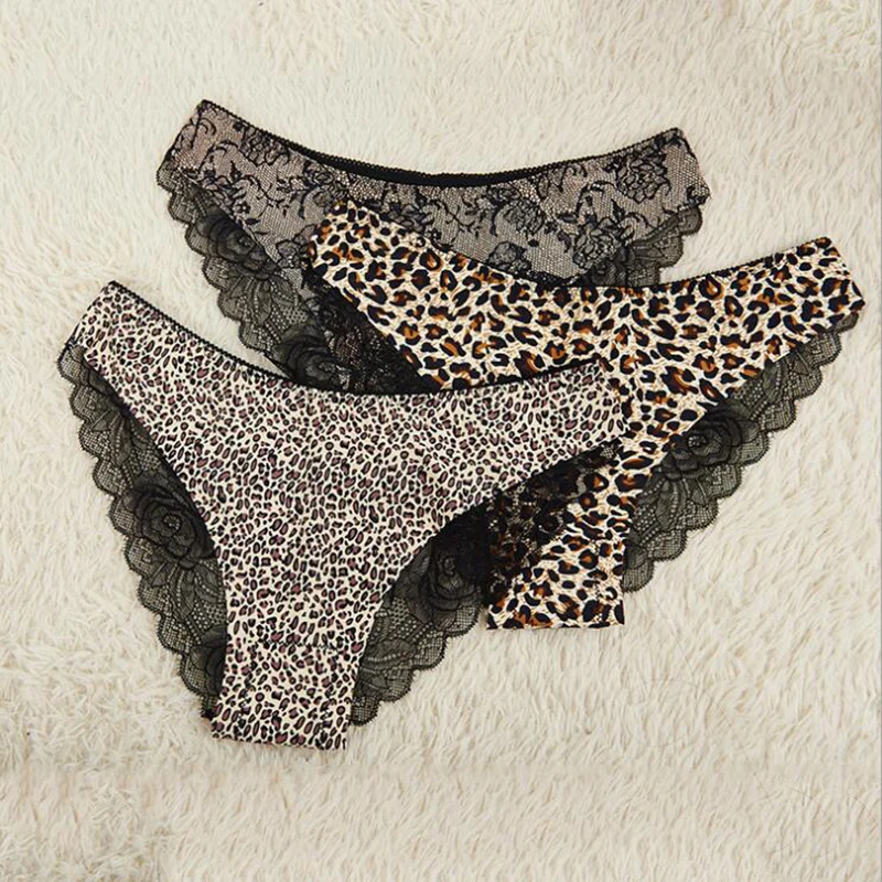 2016 New Women Sexy Panties Ladies Low Waist Leopard Rose Print Briefs Lace Side Transparent Temptation Intimates Women Clothing (14)