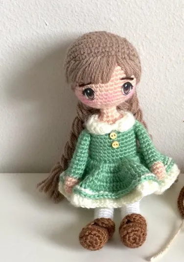 Вязаные крючком игрушки амигуруми ручной работы погремушки девочка с сумкой кукла Номер модели SY113