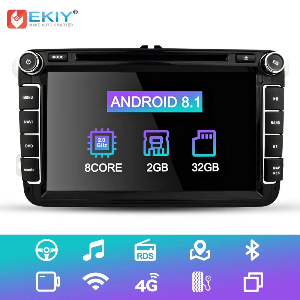 Flash Deal EKIY 2 Din Car Multimedia DVD For VW GOLF PASSAT B6 B5 JETTA POLO CC TIGUAN OCTAVIA Stereo Autoradio GPS Navi 8 Inch Android 8.1 0